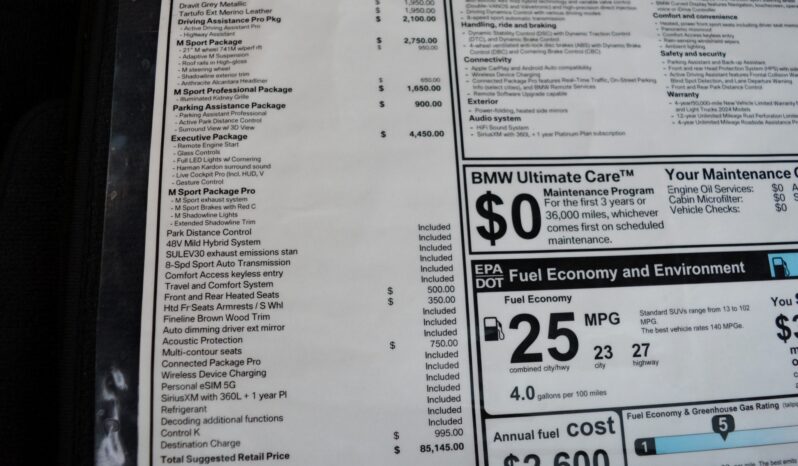 2024 BMW X5 SDRIVE40I M SPORT PROFESSIONAL PKG EXECUTIVE PKG full