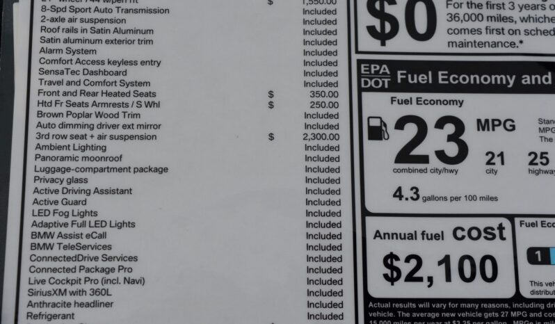 2021 BMW X5 XDRIVE40I 3RD ROW SEAT full
